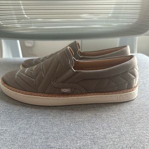 UGG gray satin quilted slip on shoes sz 7 NEW w/o box never worn